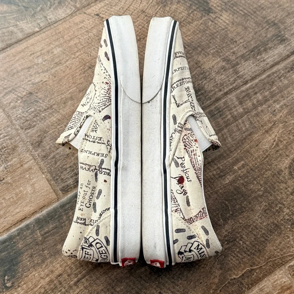 VANS Unisex Harry Potter Marauder's Map Slip-on Casual Shoes,White Black,8M/9.5W